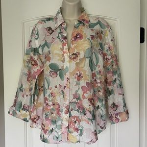 Ralph Lauren linen floral button down blouse